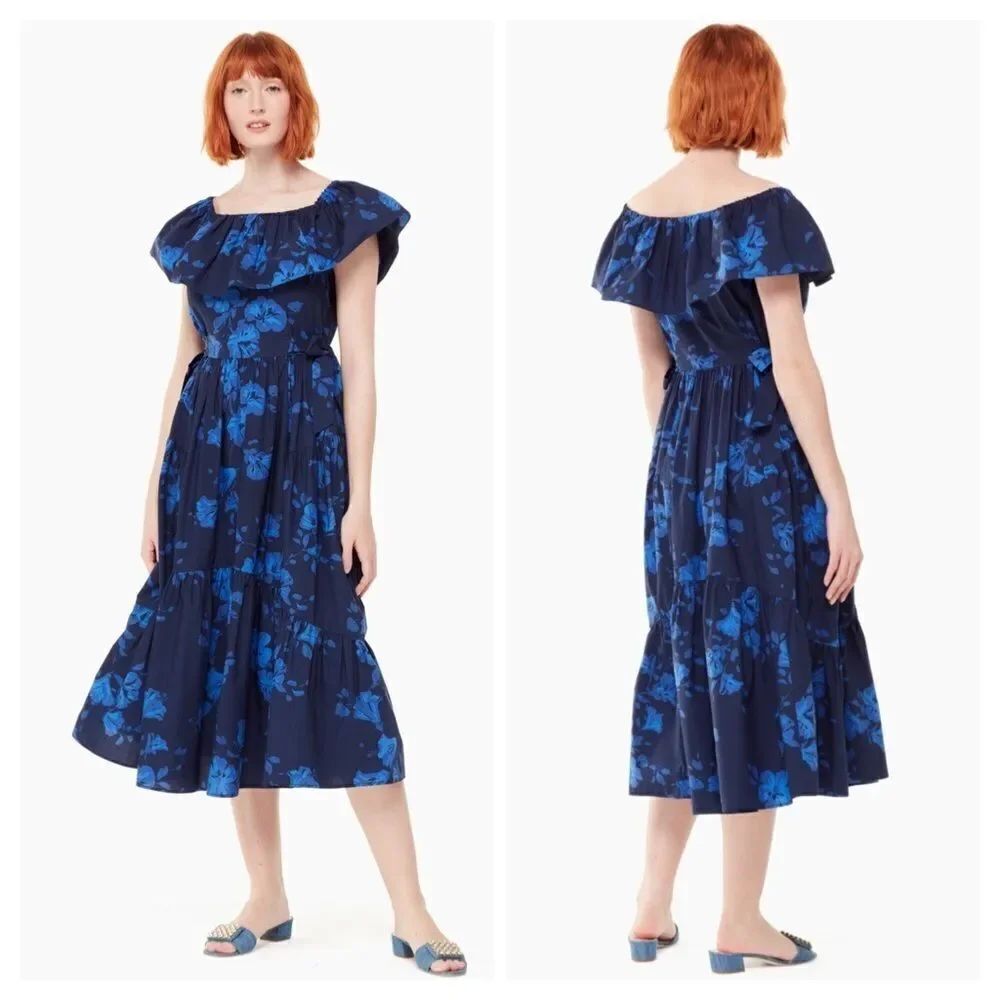 Kate Spade Hibiscus Off the Shoulder Cotton Dress